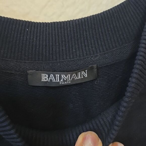 - BALMAIN Crewneck Silver Logo Sweater. Sweatshirt. Size 34 (XS-S) black - Picture 2 of 9